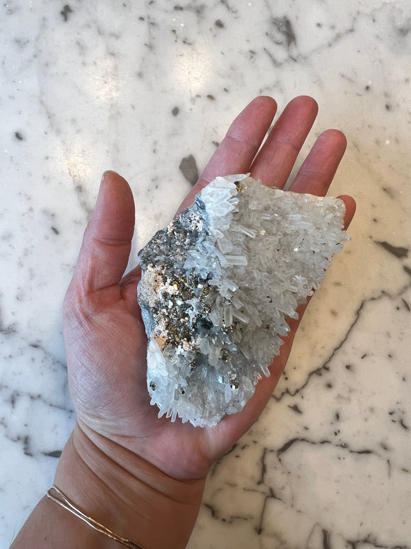 Pyrite with Galena and Quartz Cluster PYQ3