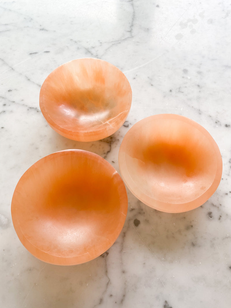 Satin Spar White and Peach bowls