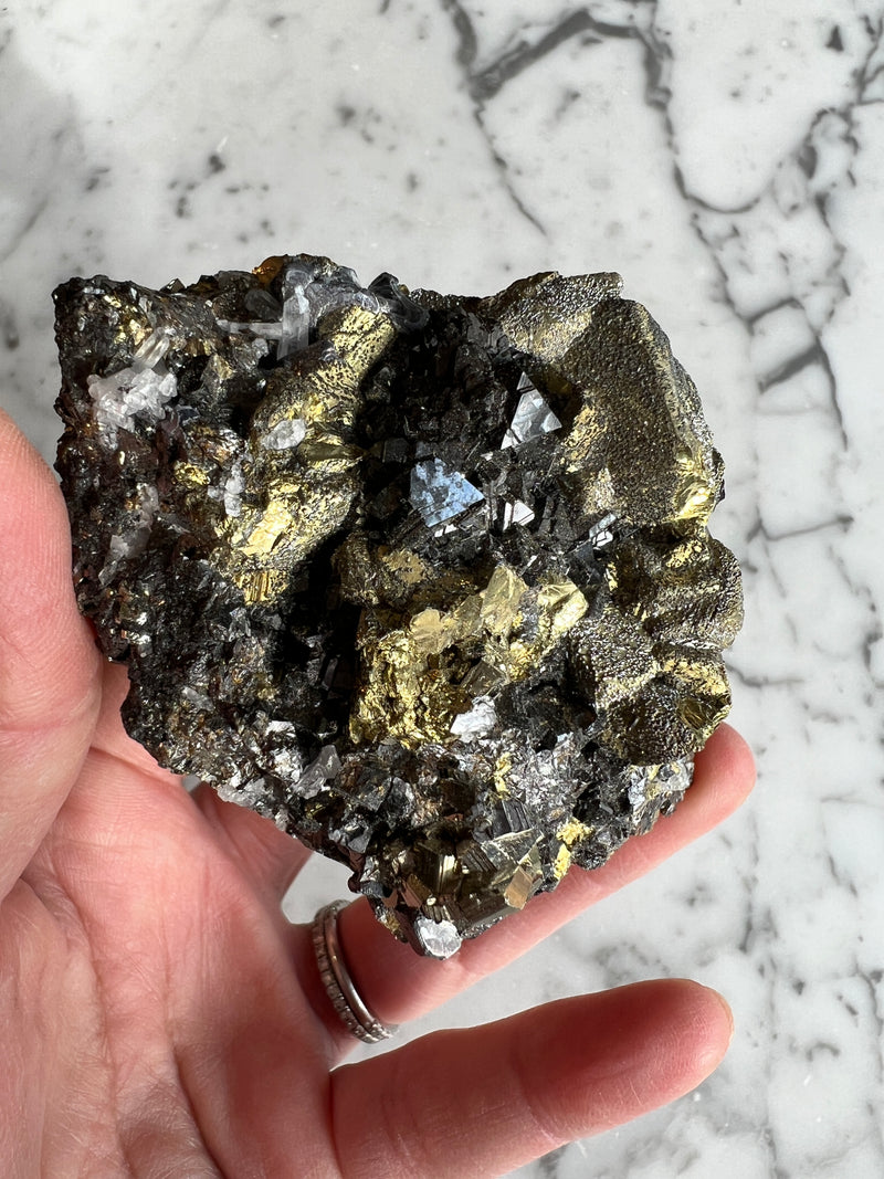 Pyrite with Galena and Quartz Cluster PY1