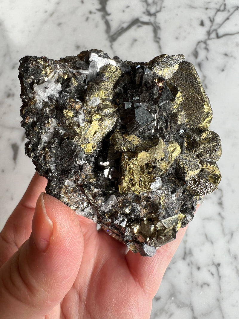 Pyrite with Galena and Quartz Cluster PY1