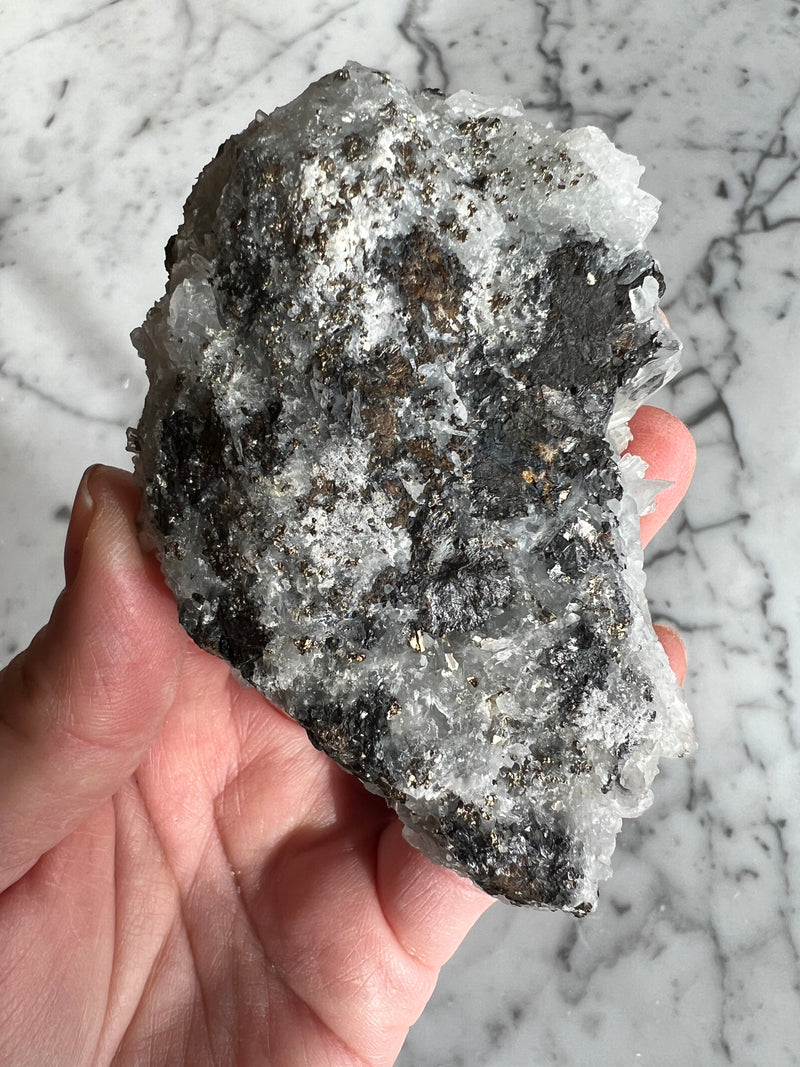 Pyrite with Galena and Quartz Cluster PY2