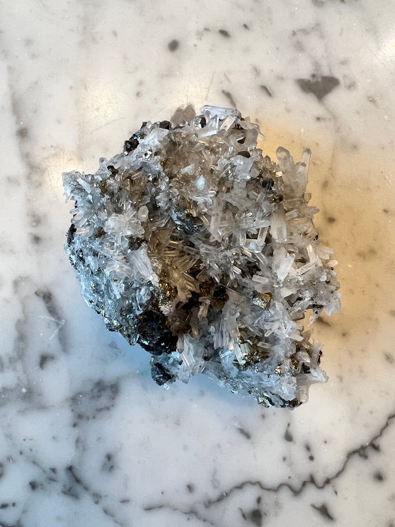 Pyrite with Galena and Quartz Cluster PYQ2