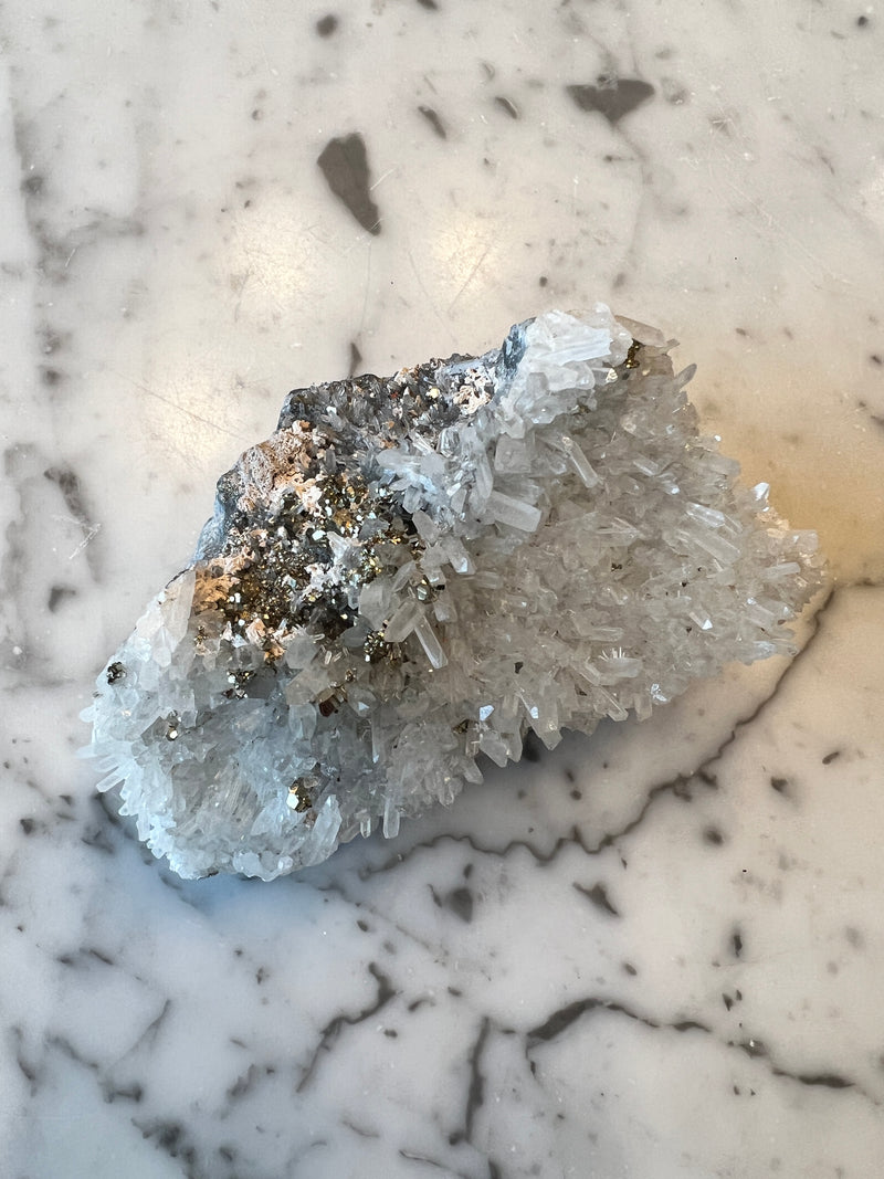 Pyrite with Galena and Quartz Cluster PYQ3