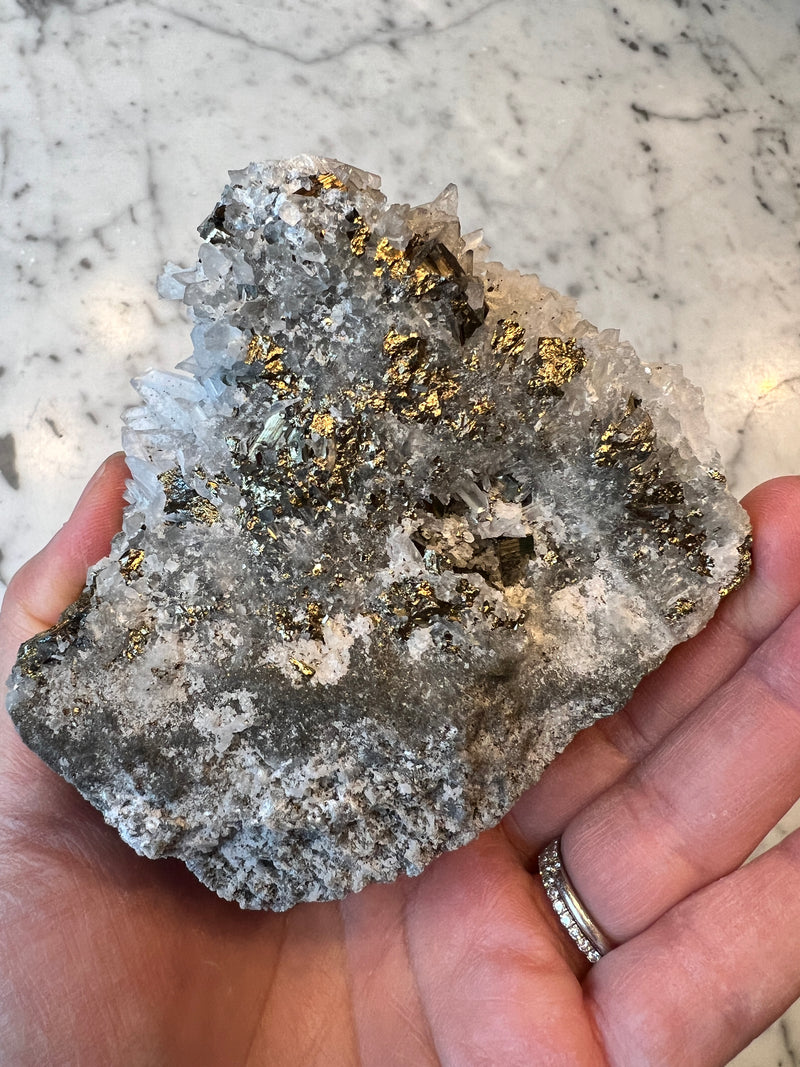 Pyrite with Galena and Quartz Cluster PYQ6