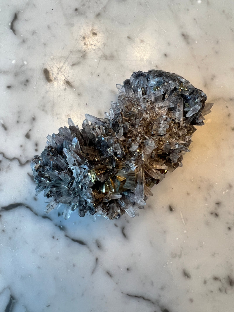 Pyrite with Galena and Quartz Cluster PYQ8