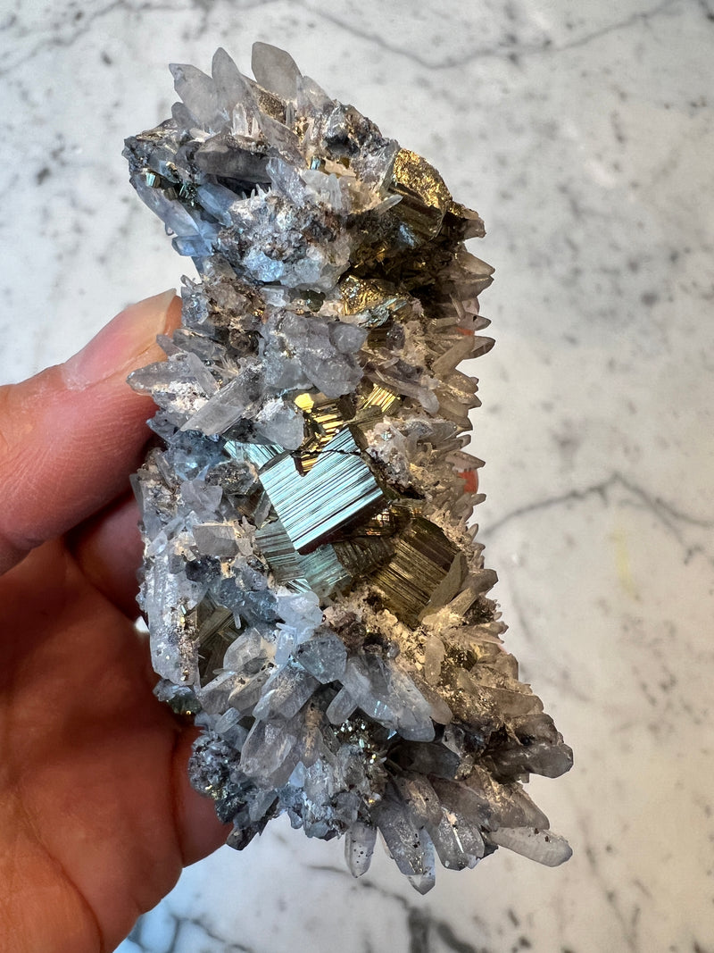 Pyrite with Galena and Quartz Cluster PYQ8