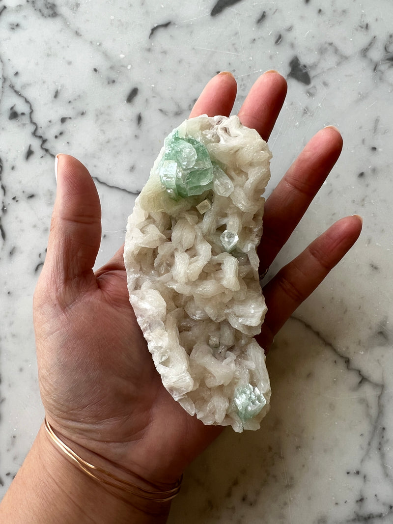Green Apophyllite on White Stilbite
