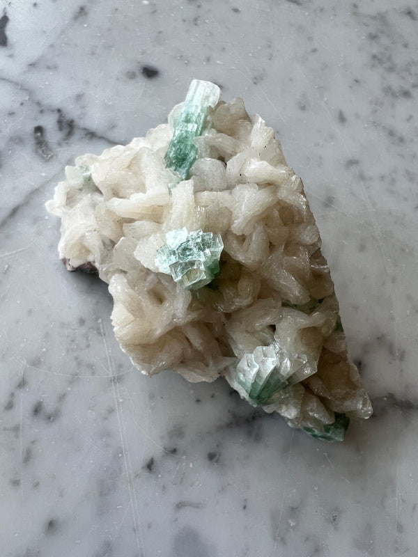Green Apophyllite on White Stilbite