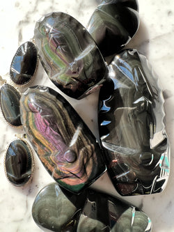 Divine Mother Carving Rainbow Obsidian 180