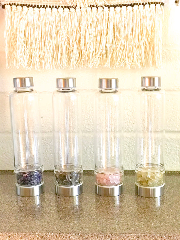 Crystal Infused Glass Water Bottles