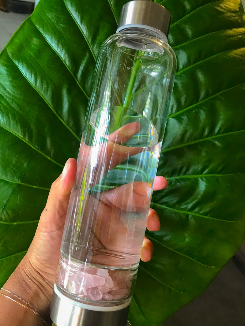 Crystal Infused Glass Water Bottles